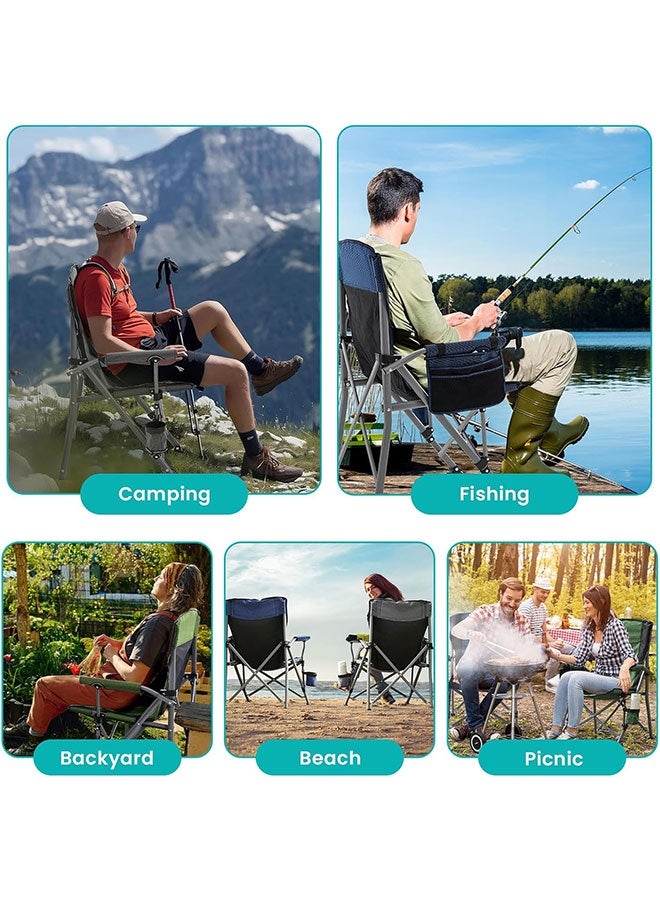 Aurlar Heavy Duty Folding Camping Chair Portable Outdoor Chair with Cup Holder and Storage Pocket, Collapsible Beach and Lawn Chair Supports Up to 150kg for Camping Fishing Hiking and Travel - Image 3